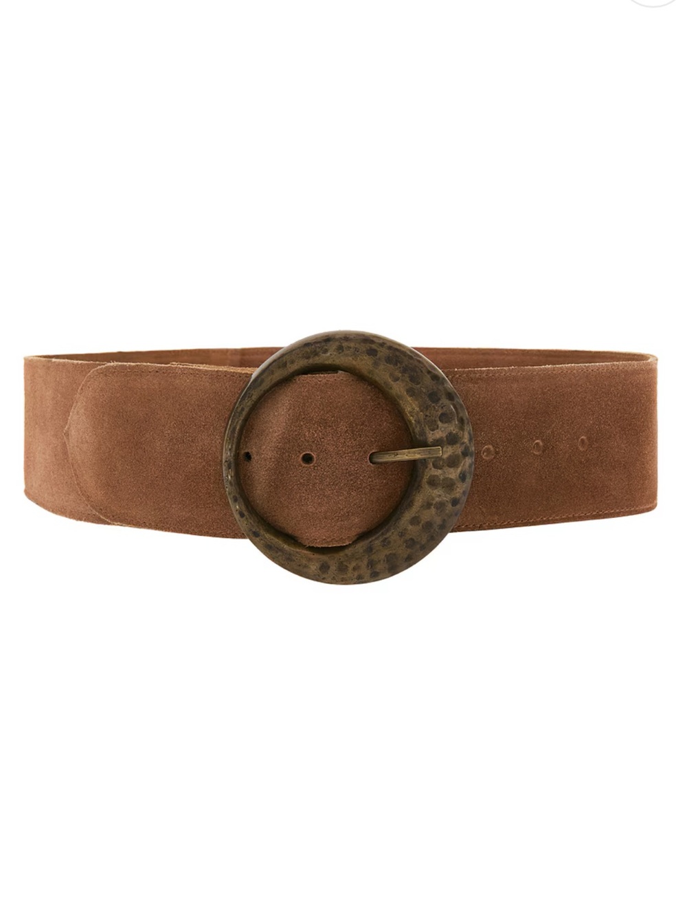 Free people Luna belt Brown Suede Wide Belt with Hammered Round Buckle